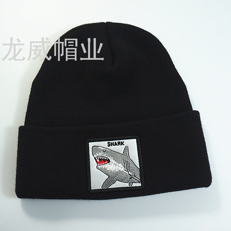冬季保暖针织帽 创意点钻黑色简约纯色户外保暖帽详情图3