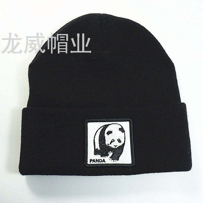 冬季保暖针织帽 创意点钻黑色简约纯色户外保暖帽详情图2