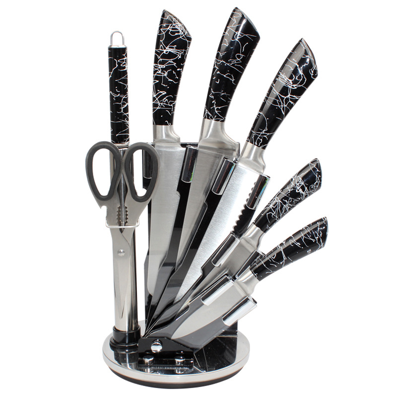 Stainless steel hollow horseshoe handle knife set kitchen seven-piece kitchen knife set fruit knife gift set knife thumbnail