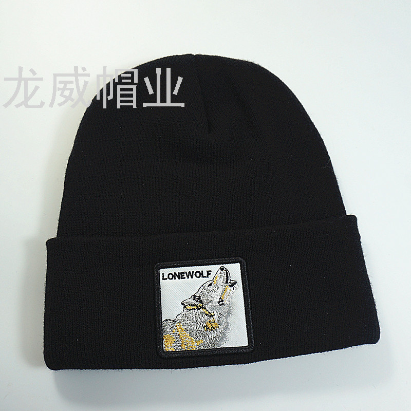 冬季保暖针织帽 创意点钻黑色简约纯色户外保暖帽详情图4