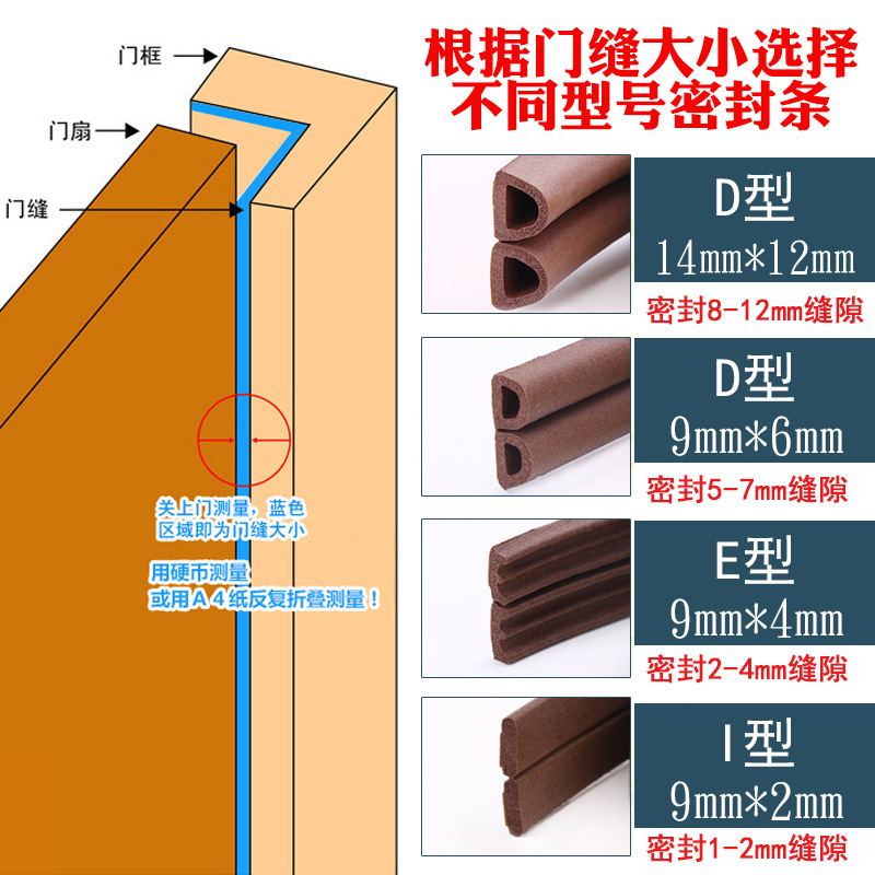Sealing strip window door door seam door frame foam strip sound insulation windproof anti-collision strip anti-theft door wooden door sealing soft strip thumbnail