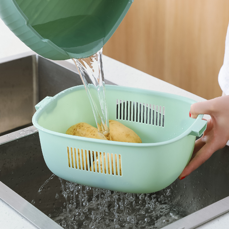 双层家用厨房洗菜盆沥水篮菜篮子洗菜篮茶几客厅水果盘洗水果神器详情图3