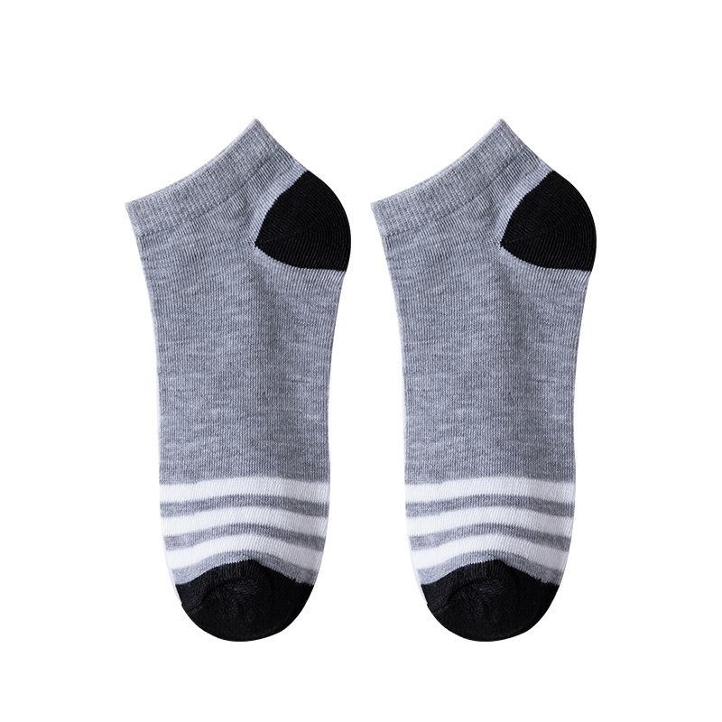 Leisure men's socks cotton spring and summer new short tube socks double needle breathable sweat absorption men spliced color boat socks wholesale Item Picture