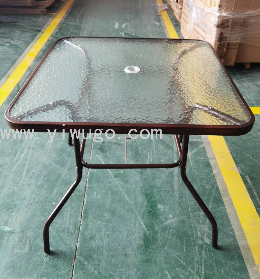 80cm outdoor rainproof toughened glass dining table balcony square cafe table