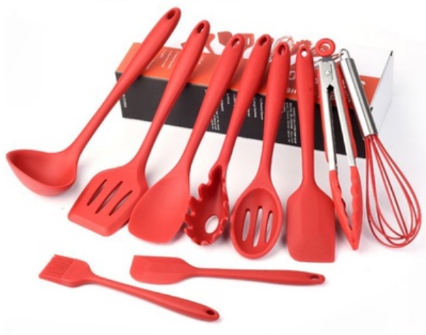 硅胶厨具10件套装 漏铲粉抓刮刀汤勺 厨房烘焙烹饪套装餐具家用