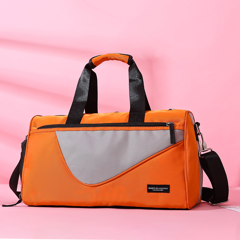 Popular dry-wet separated shoe position fitness bags, women's hand-held sports bags, yoga bags, color-blocking short travel bags details Picture