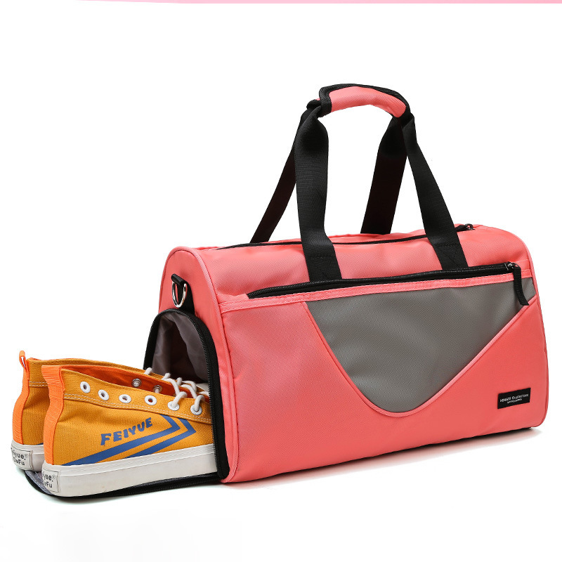 Net red dry and wet separation shoes fitness bag women's portable sports bag yoga bag color contrast short trip bag