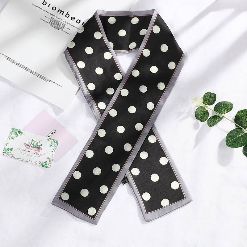 Small Scarf South Korea Dongdaemun Long Small Silk Scarf Summer New Variety Tie Bag Silk Scarf Female Polka Dot Streamer Micro Business Item Picture