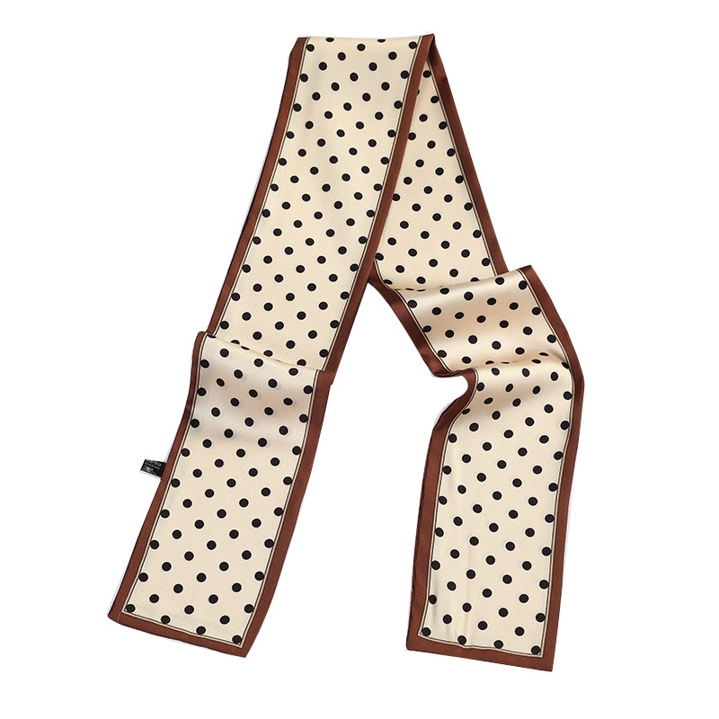 Small Scarf South Korea Dongdaemun Long Small Silk Scarf Summer New Variety Tie Bag Silk Scarf Female Polka Dot Streamer Micro Business Application Scenario