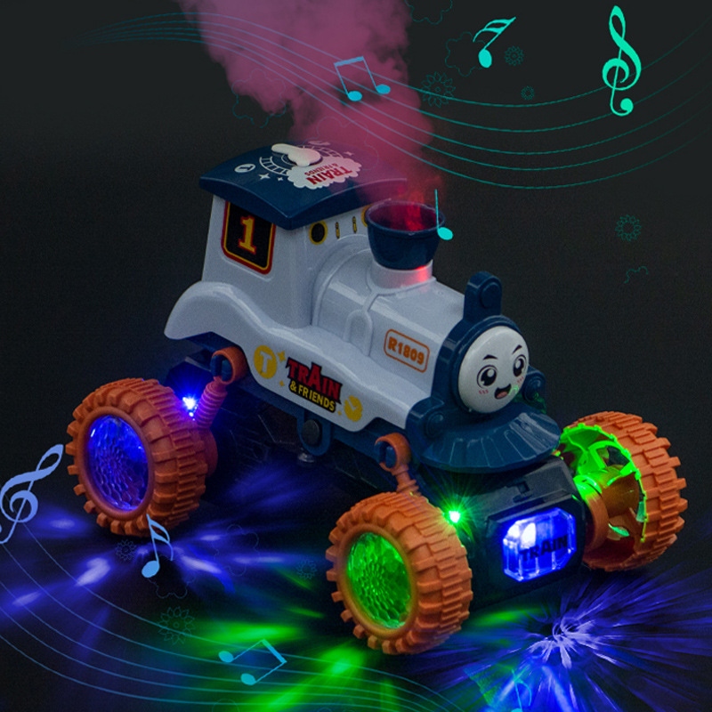 New stunts, dancing, smoking little train, children's electric universal toy car, children's gift for kindergartens and institutions details Picture
