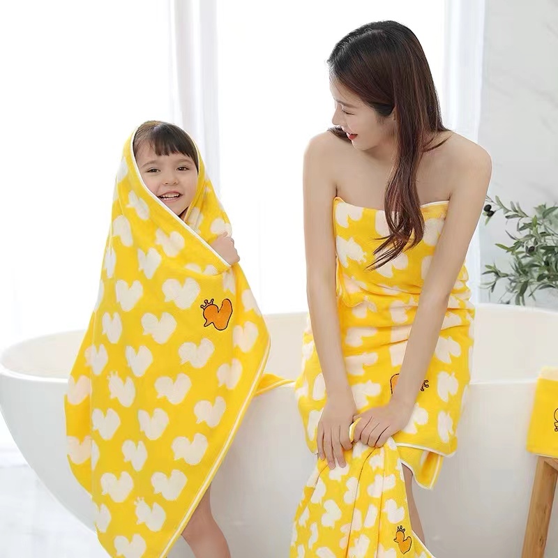 LTDUCK pequeño pato amarillo toalla de baño para niños toalla de algodón caja de 4 piezas caja de regalo suave absorbente para hombres y mujeres hogar Item Picture