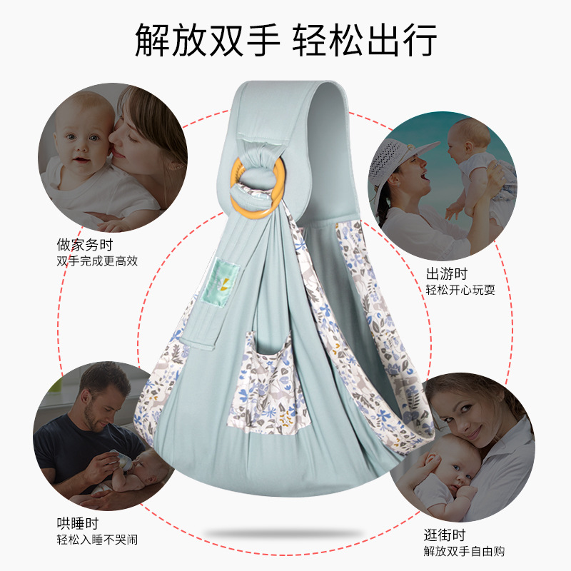 婴儿背巾背带宝宝抱娃神器四季多功能透气网初生哺乳背袋详情图2