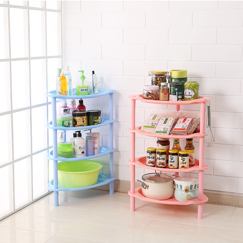 Plastic draining storage rack, non-drilling floor-standing storage rack, multi-functional corner combination kitchen and bathroom basin rack