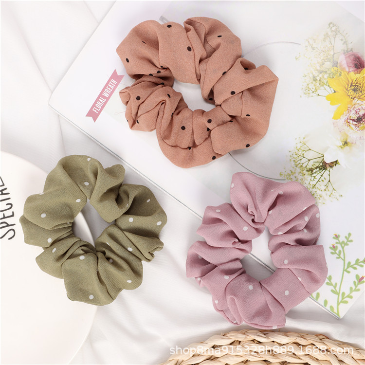 New cross-border Amazon fabric dot Dot large intestine circle hair band, fresh and clean elastic elastic band hair accessory Specification drawing