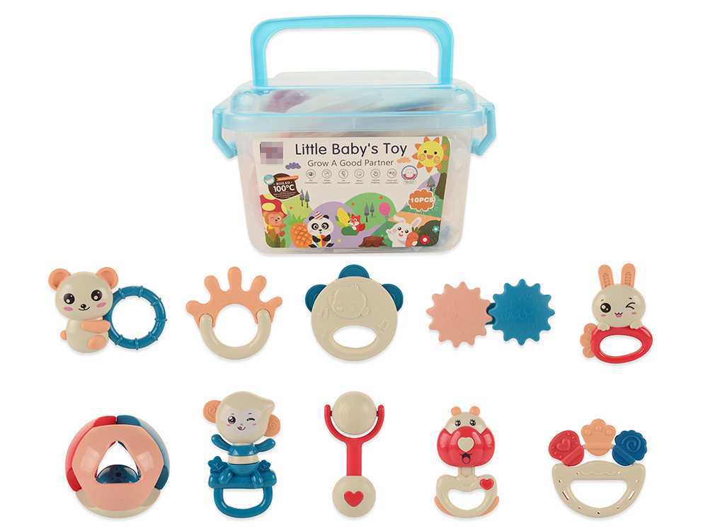 新生婴儿高档玩具套装满月见面礼物0-6-8-12个月可水煮牙胶手摇铃