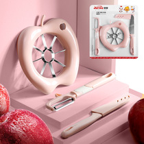 Creative kitchen gadgets three-piece multifunctional stainless steel plastic apple cutting knife peeler wholesale