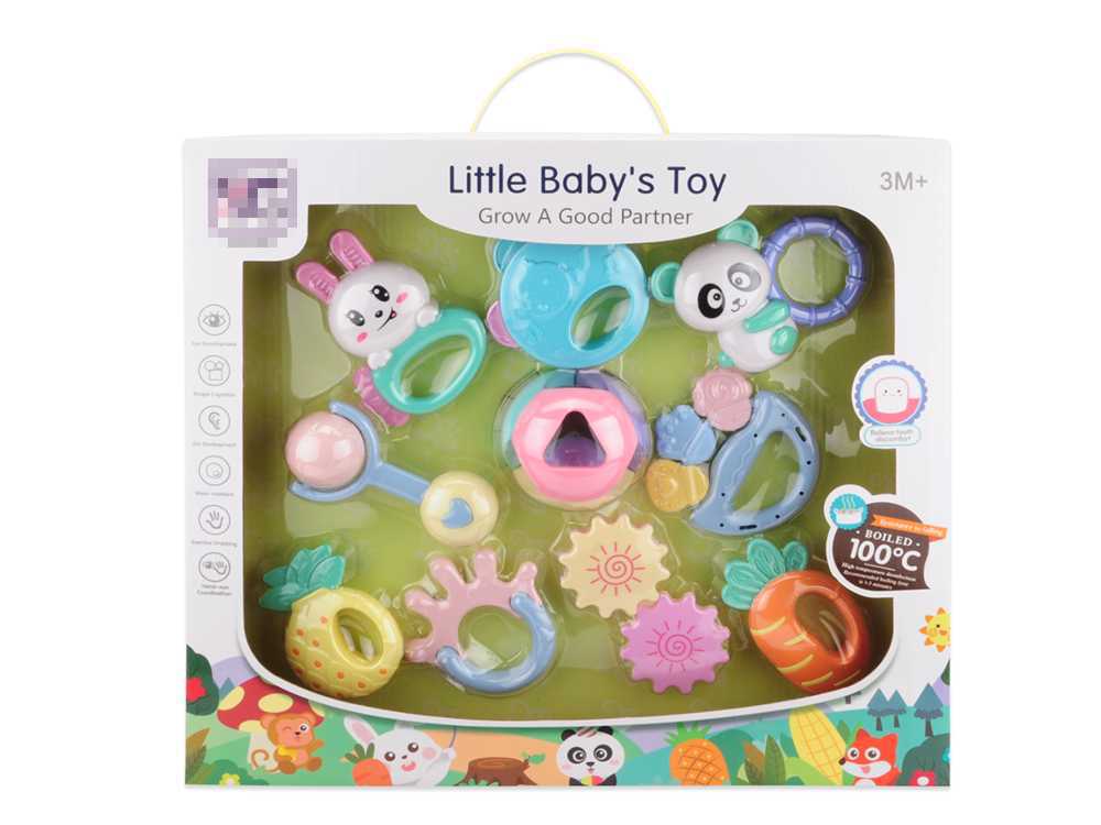 婴儿手摇铃玩具牙胶益智早教6到12新生宝宝10只可水煮摇铃套装