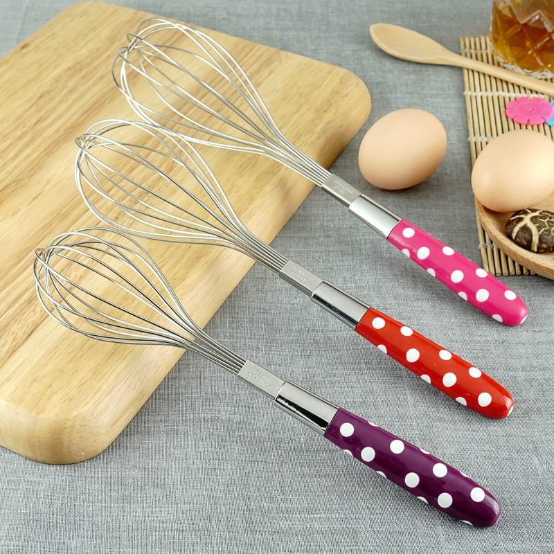 Polka dot handle egg beater stainless steel gift manual egg whisk kitchen gadgets manufacturers wholesale thumbnail