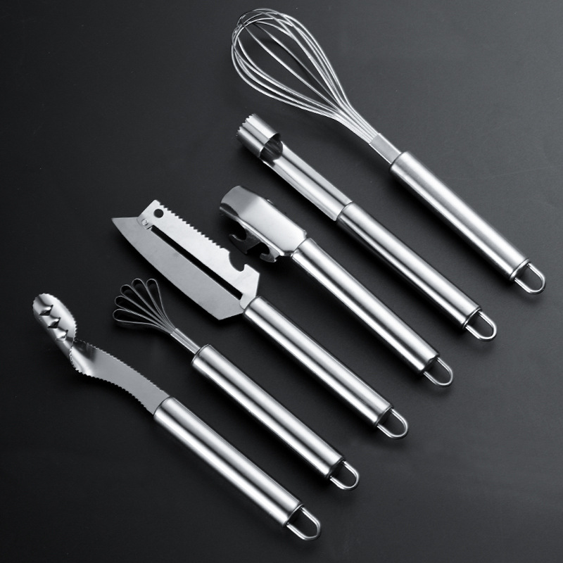 Stainless steel Gift kitchenware set Household kitchen gadgets 6-piece paring knife set coconut grater and whisk