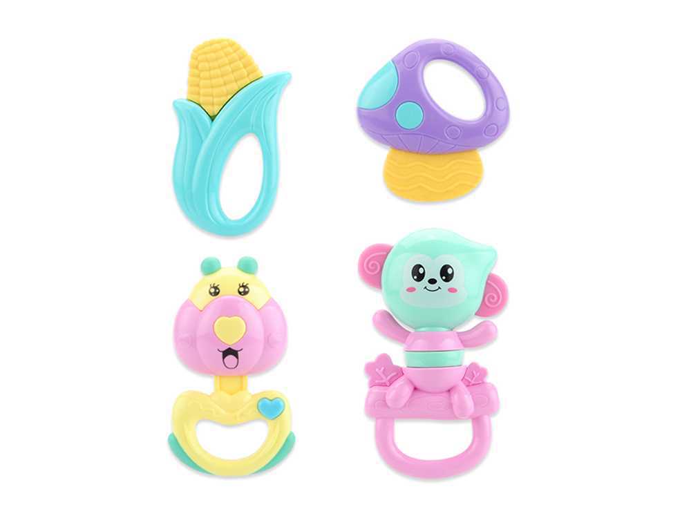 可水煮安抚摇铃牙胶小月龄宝宝婴儿玩具益智玩具套装0-3-6-12个月