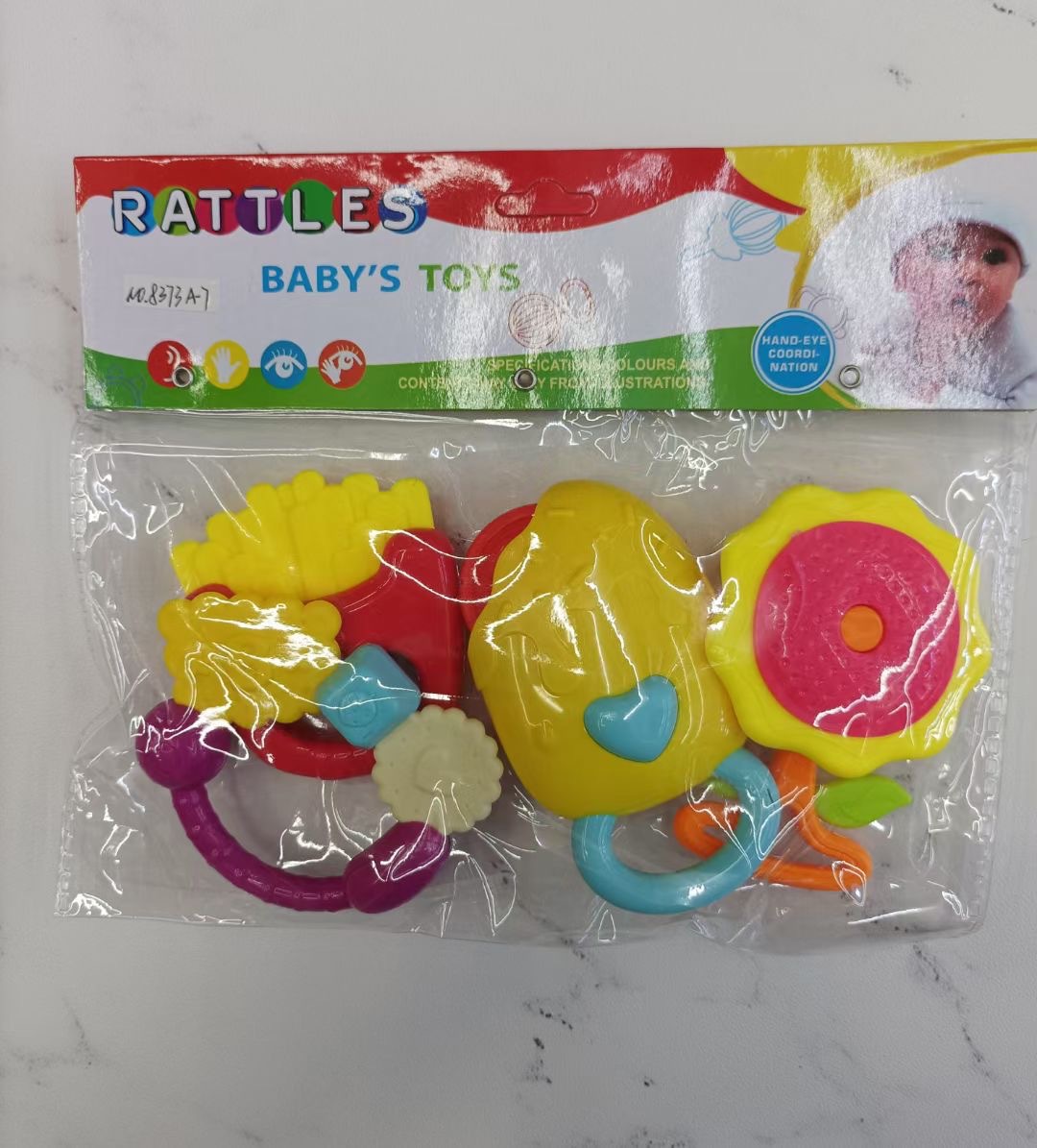 新生婴儿手摇铃玩具0-1岁宝宝益智早教抓握可咬牙胶3-6月幼儿安抚