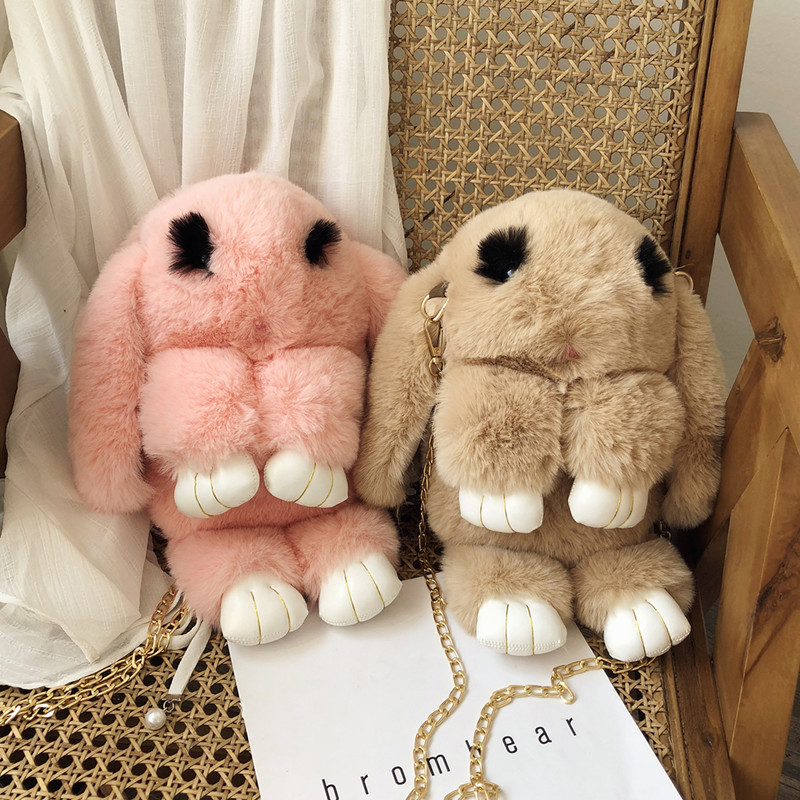 Cute stuffed dead rabbit bag Female personality doll shoulder bag Creative cute chain crossbody bag
