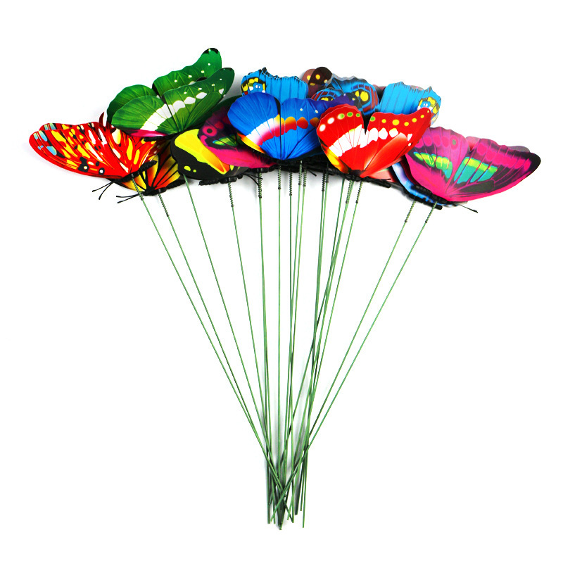 3D Three-Dimensional Simulation Butterfly Single-Layer Butterfly Rod Pvc Party Garden Outdoor Decoration Landscaping Application Scenario