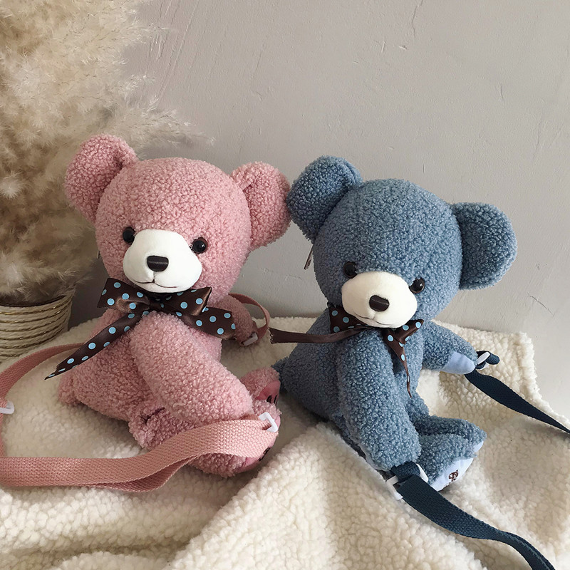 Ugly cute Teddy plush bag cartoon ins cute crossbody bag personality doll doll student shoulder bag girl