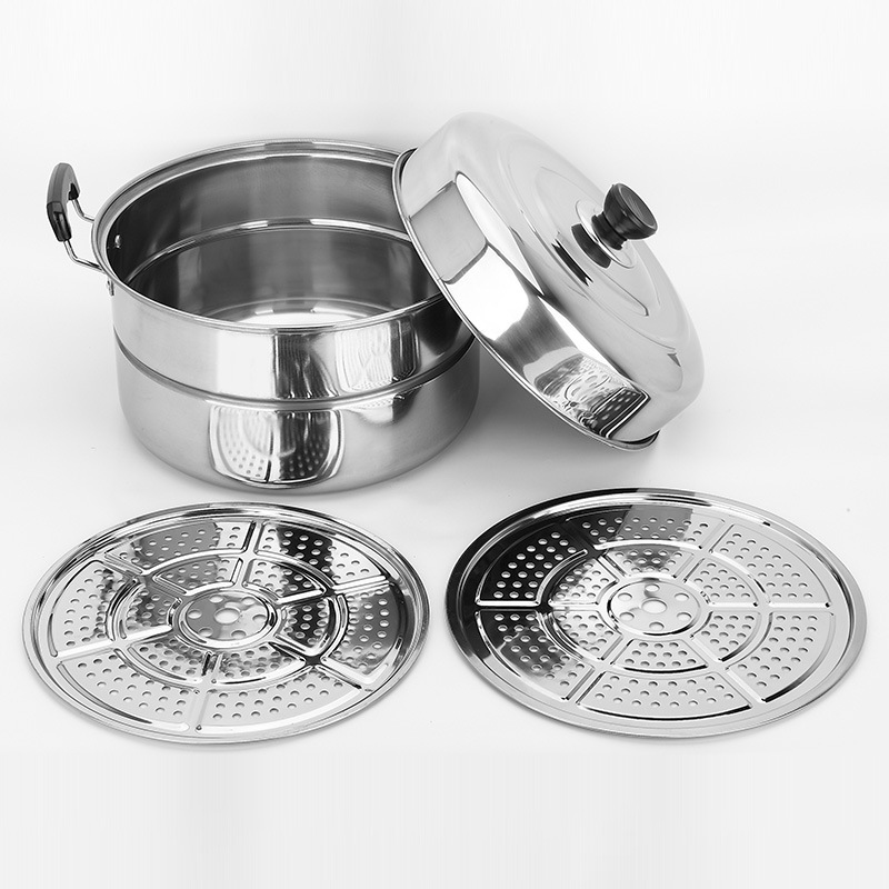 加厚二层家用大蒸锅不锈钢2层蒸鱼锅34 36 38 40cm特大号商用汤锅图