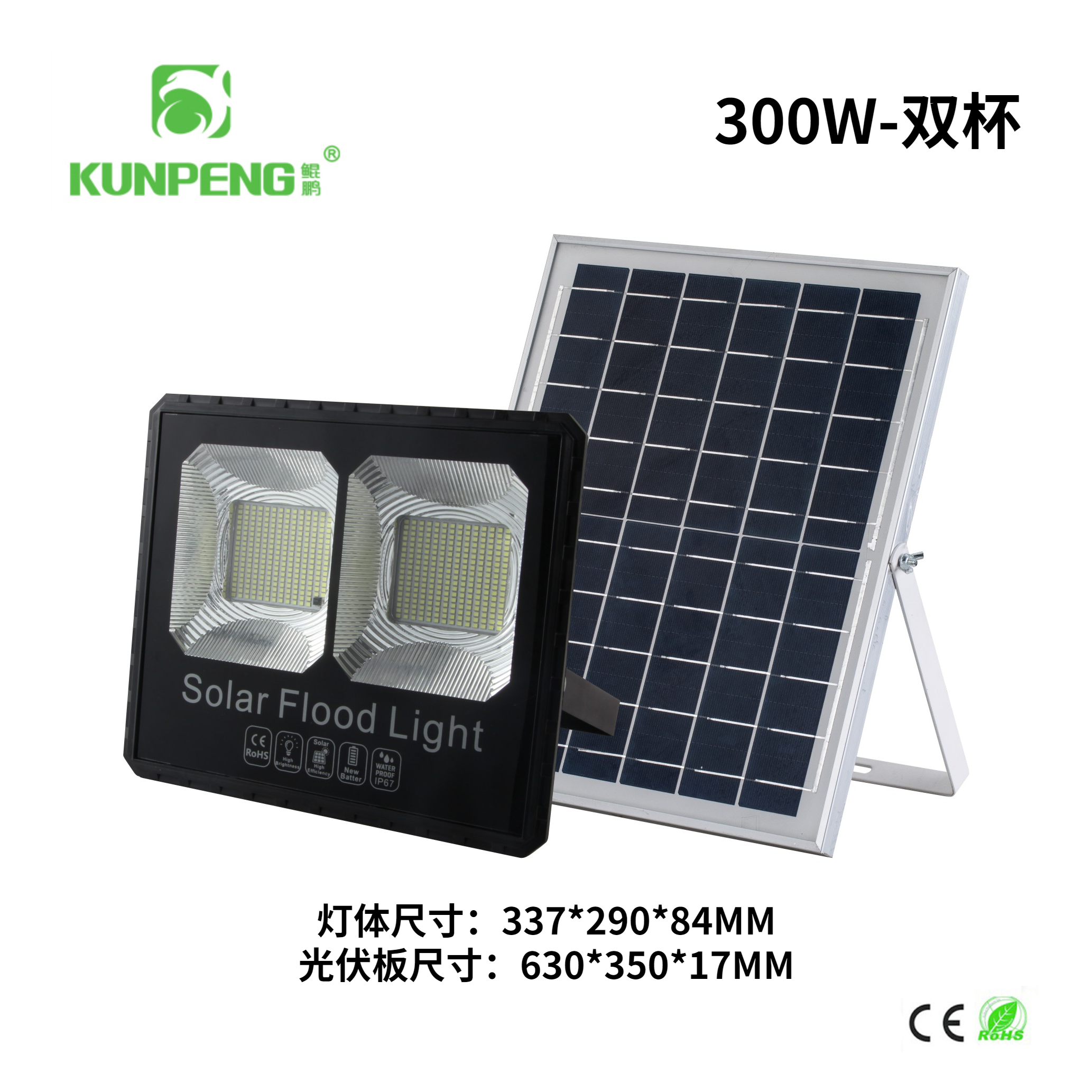 【 2-grid Model 】LED solar floodlight for home, outdoor, courtyard, community and park, high-brightness Item Picture