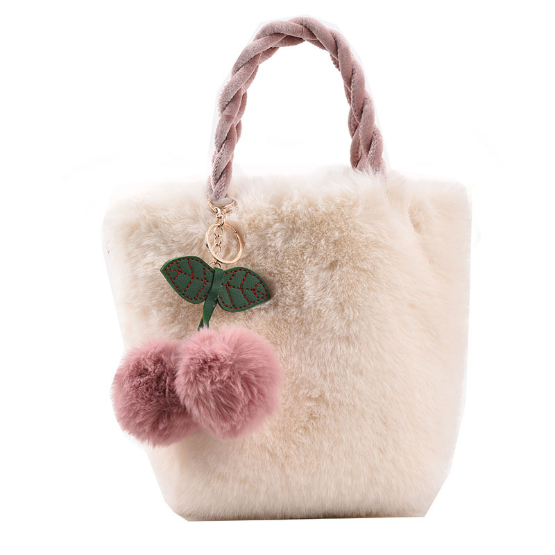 Otoño invierno premium sense red cereza peluche bolso mujer 2021 nuevo moda moda un hombro crossbody bucket bag Item Picture