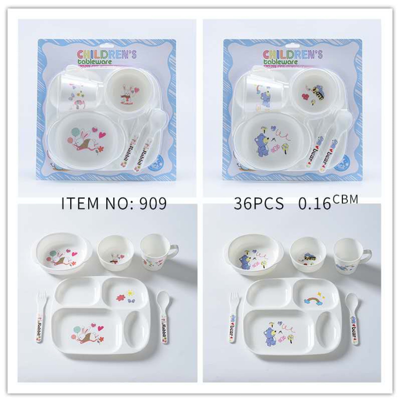 baby feeding tableware set 6-piece cartoon printed tableware baby tableware set