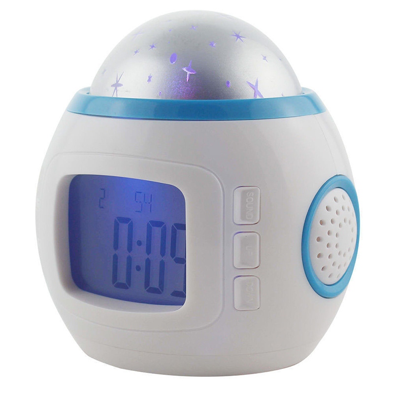 New dreamy music starry sky projection alarm clock light, birthday gift toy, creative children's alarm clock, kids' night h Specification drawing