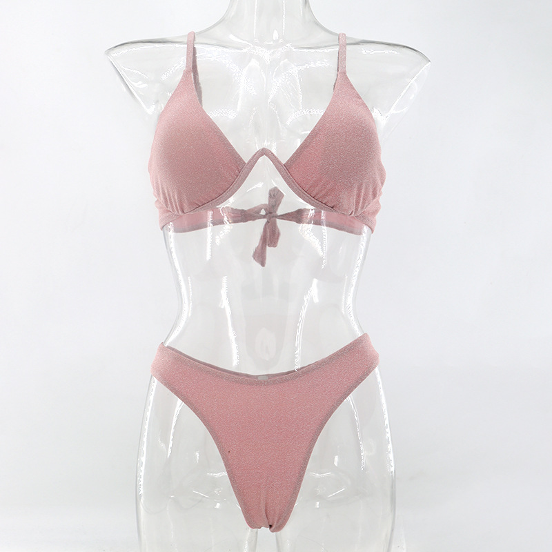 2022 Spot solid vintage sexy lace pink export beach bikini