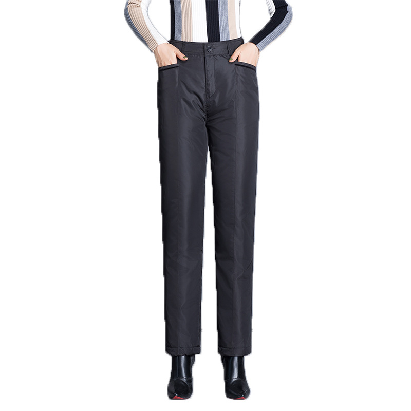 Middle-aged and elderly women wear down pants as outerwear. Large-sized, high-waisted, thickened down pants for mothers can make them look slimmer and keep them warm both inside and out in winter Item Picture