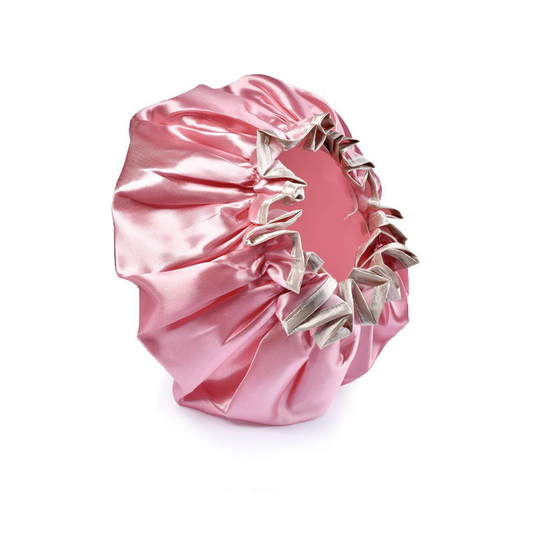 Double-layer waterproof shower cap for adults and women, shower and bath, kitchen fume hood, thickened shampoo cap, bath cap Specification image