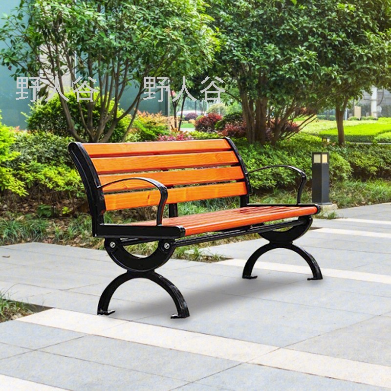 公园椅户外长椅子室外长凳庭院休闲座椅排椅防腐实木塑木铁艺靠背
