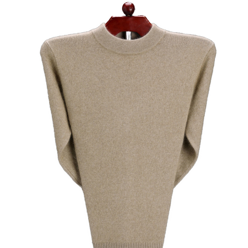 Winter thickened men's cashmere sweater, half-high collar solid color cashmere sweater, large size Item Picture