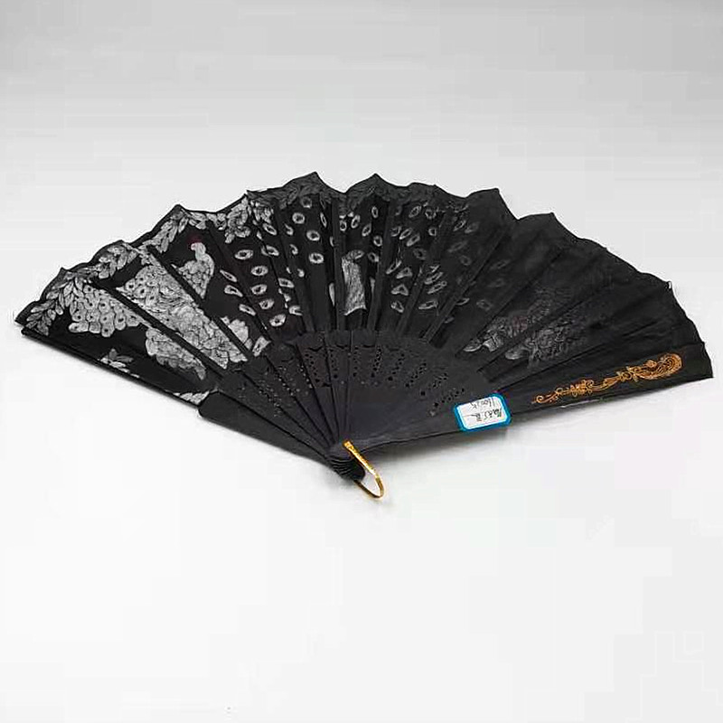 Best-selling black-pole sequined fans, embroidered sequined fans, dancing folding peacock fans, summer gifts, folding fans, Wing Chun fans Specification image