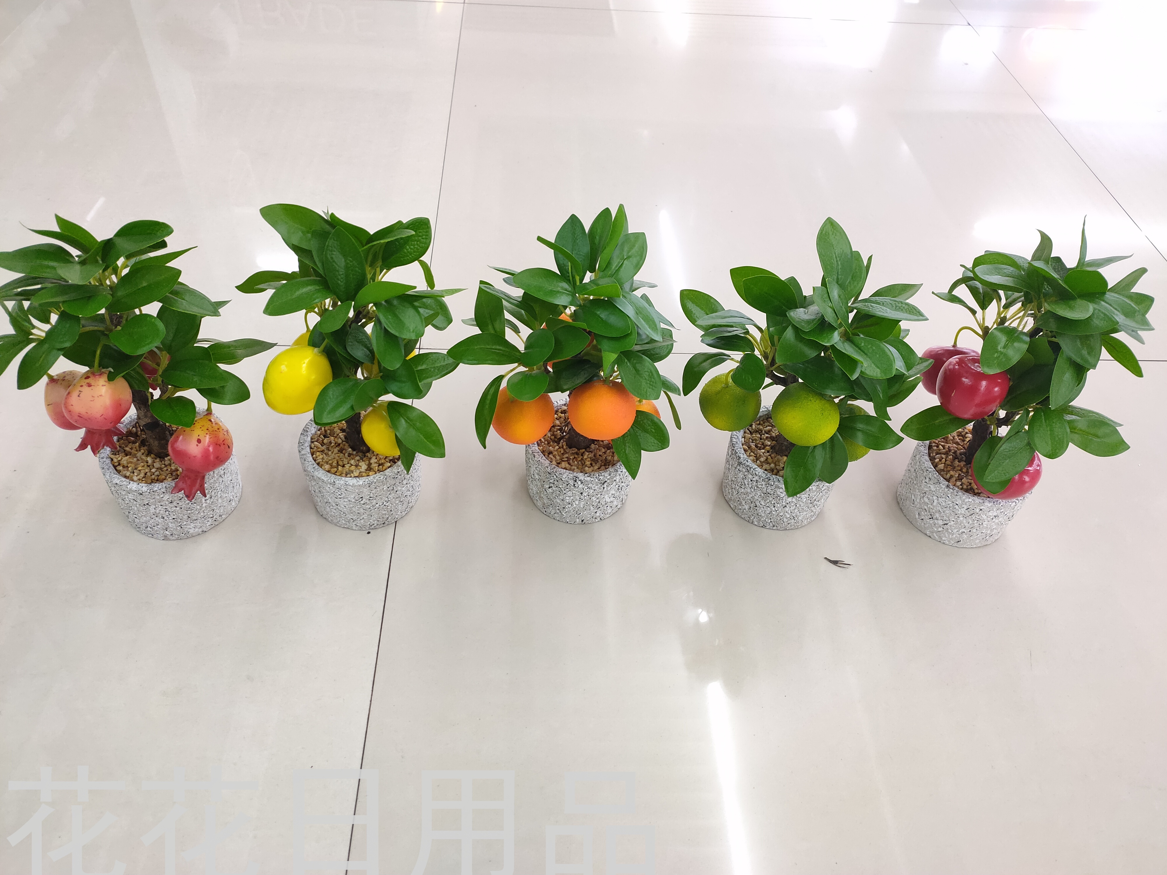 New cement basin fruit simulation apple orange pomegranate plant ornaments simulation flowers thumbnail