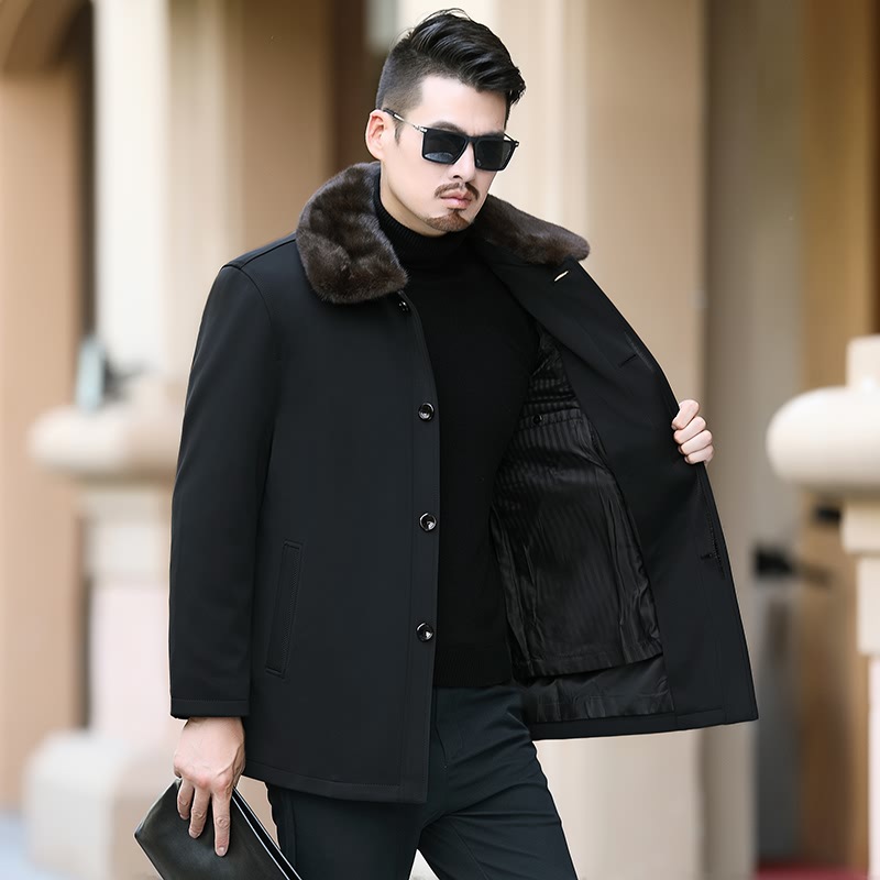 Pie surpasses male mink fur collar sheep shear liner Nick coat fur in one real fur medium long coat