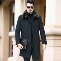 Pie surpasses woollen cloth mink collar rabbit skin gallbladder Nick suit lapel real fur medium long coat coat