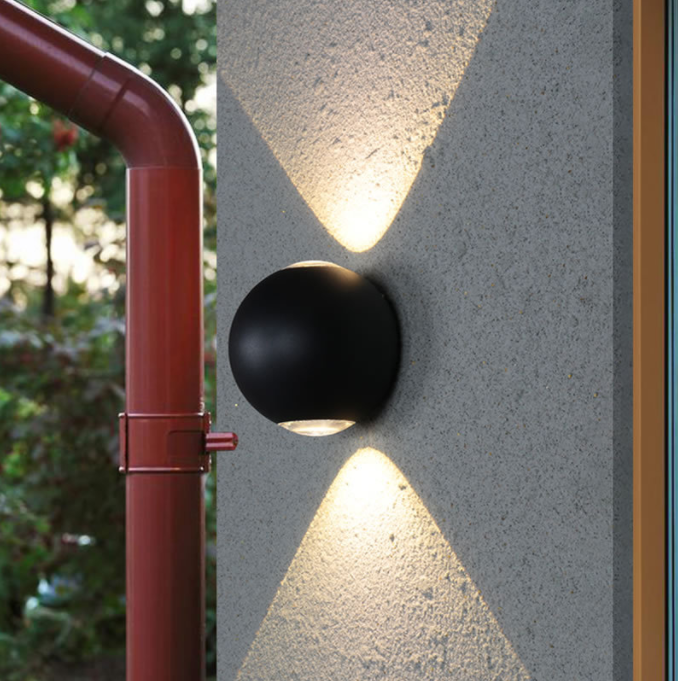 LED spherical outdoor waterproof wall lamps, black and white corridor spherical staircase corridor, balcony terrace spotlights, ambient lights details Picture