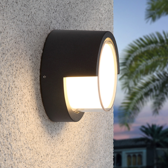 LED outdoor circular wall lamp, waterproof, courtyard staircase, exterior wall, corridor, balcony, modern and simple ultra-bright wall lamp Specification image