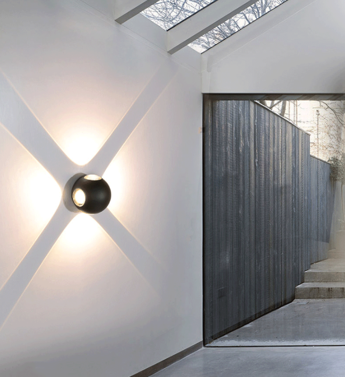 LED spherical outdoor waterproof wall lamps, black and white corridor spherical staircase corridor, balcony terrace spotlights, ambient lights Specification image