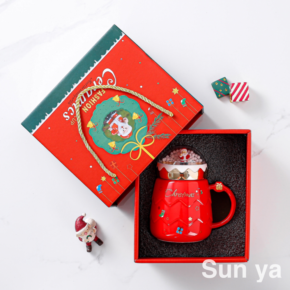 Creative Christmas mug gift box with ceramic mug cute mug with lid coffee mug