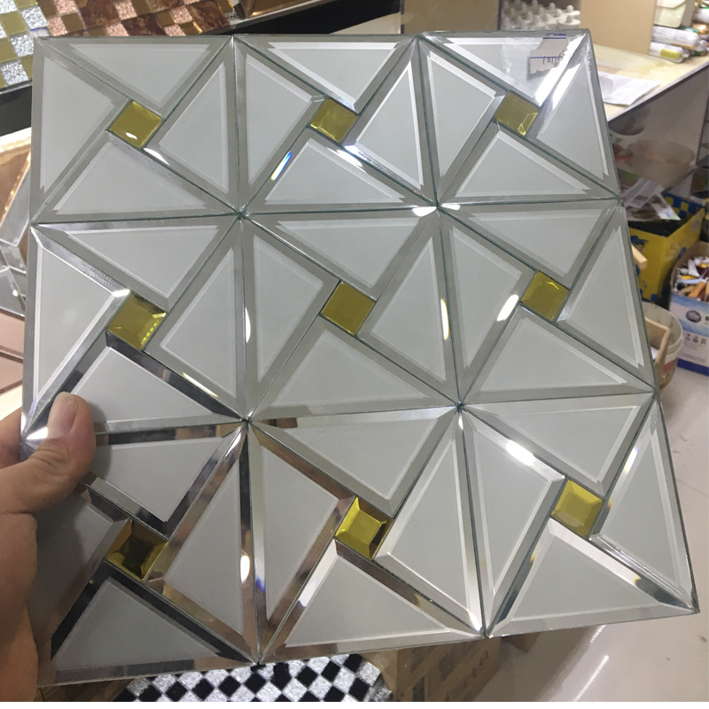 水晶玻璃磨边马赛克瓷砖电视背景墙拼镜磨砂瓷砖墙贴产品图