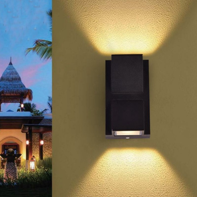 Top and bottom light-emitting LED wall lamps, bedroom bedside, hotel balcony dimming, three-color variable light, indoor and outdoor waterproof wall lamps Application Scenario