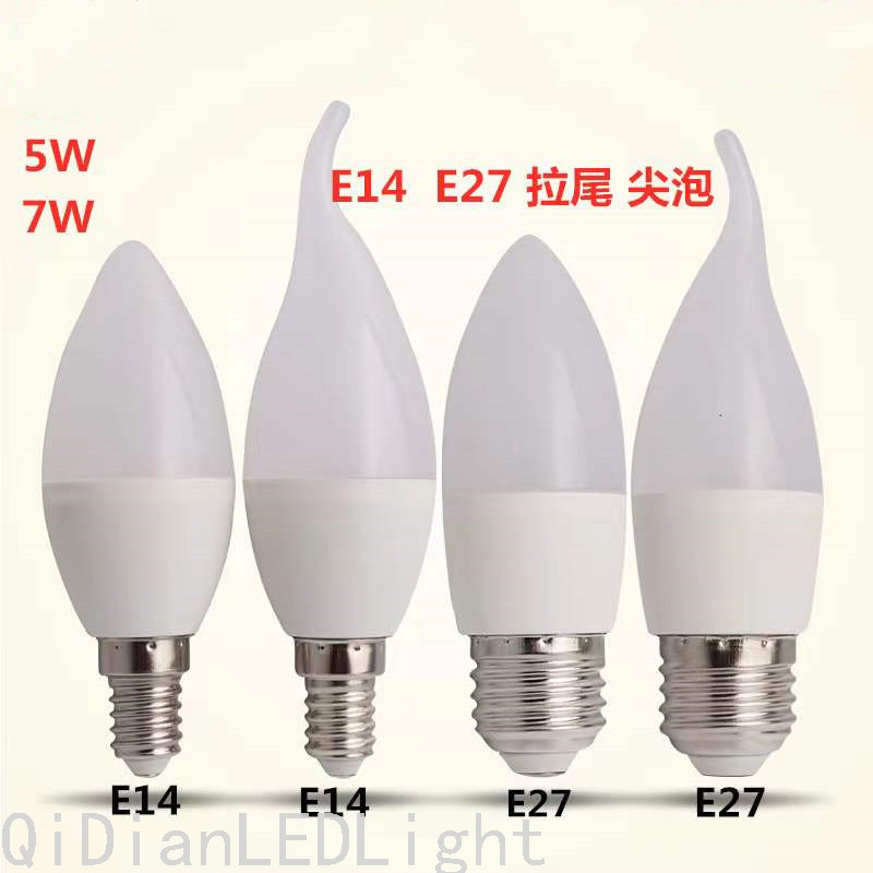LED灯泡 蜡烛泡 LED尖泡 拉尾水晶灯灯泡  E14 E27灯泡 球泡