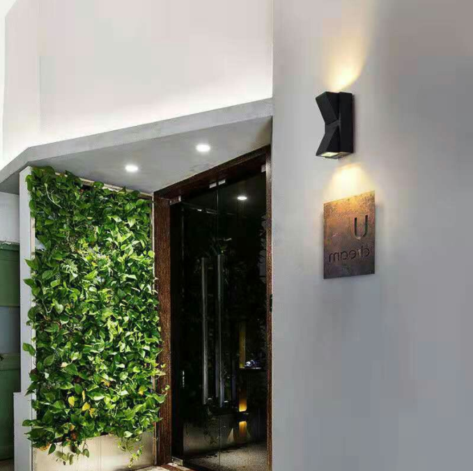 Top and bottom light-emitting LED wall lamps, bedroom bedside, hotel balcony dimming, three-color variable light, indoor and outdoor waterproof wall lamps details Picture